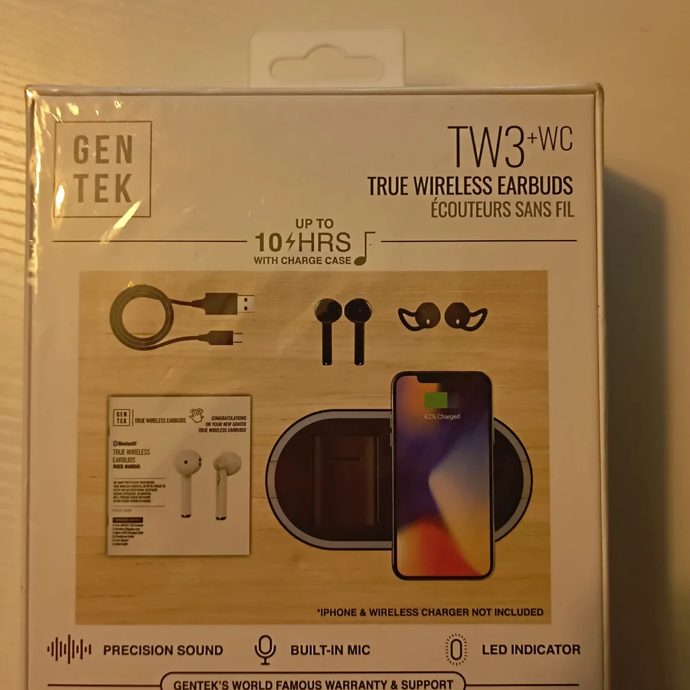 True Wireless Earbuds with Wireless Charging Case - Black